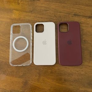 Apple Silicone Plastic MagSafe iPhone 12 Pro Cases Bundle White Plum